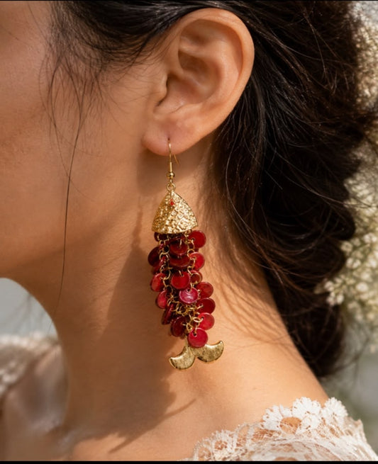 Crimson Cascade Earrings