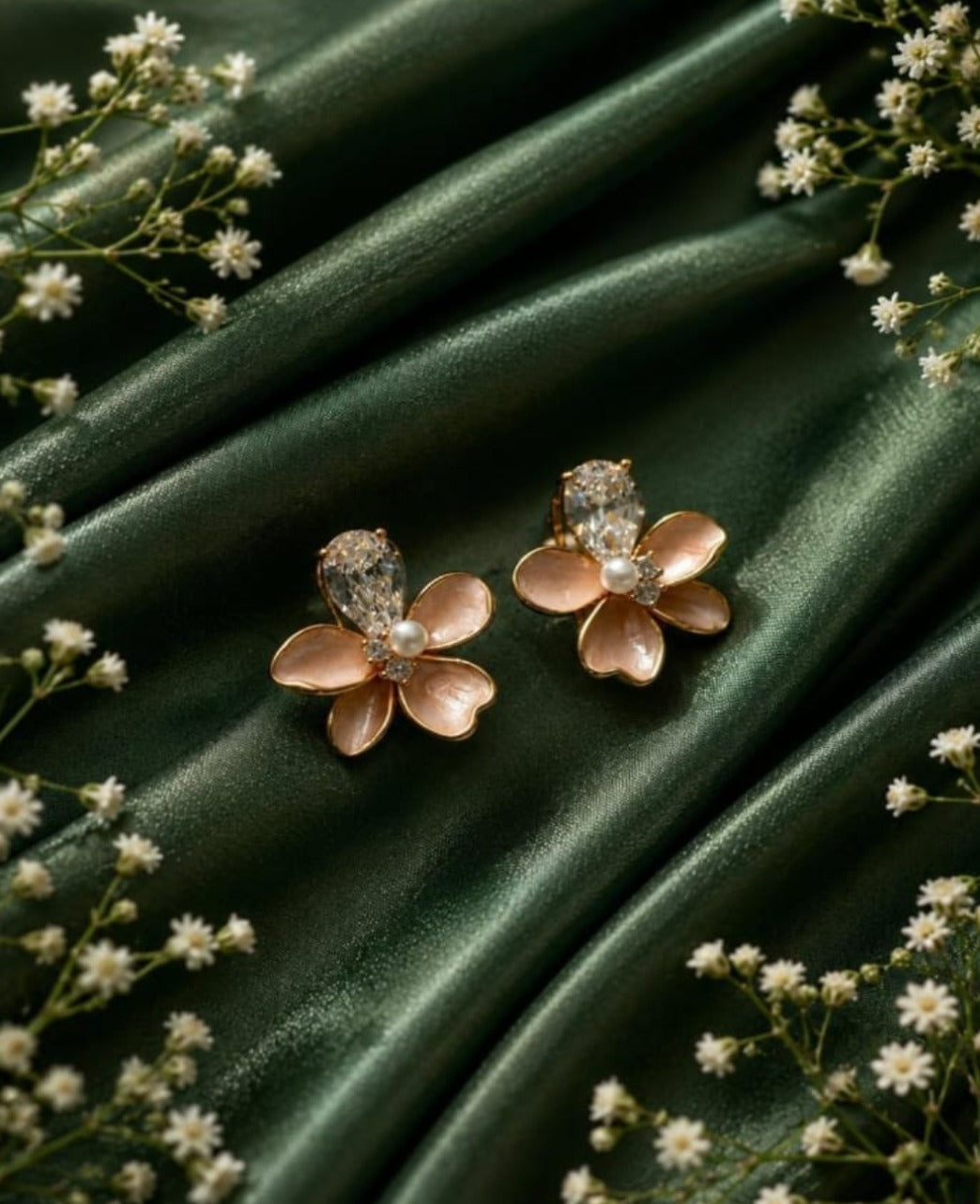 Blush Blossom Crystal Studs