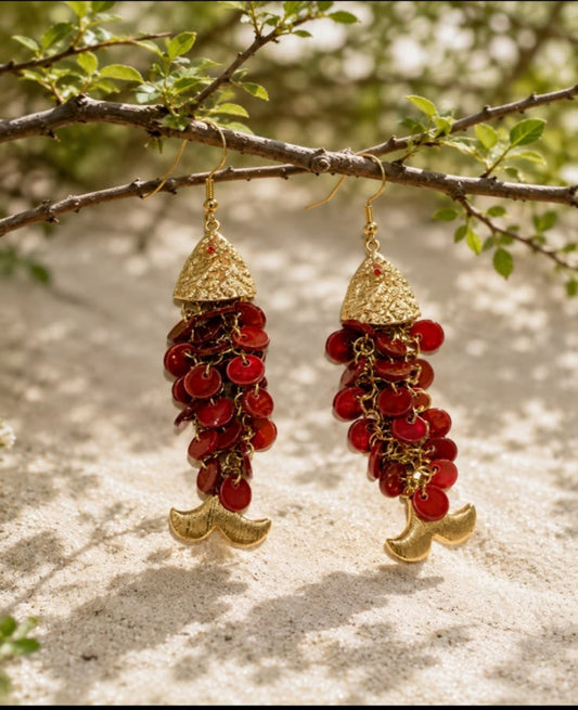 Crimson Cascade Earrings