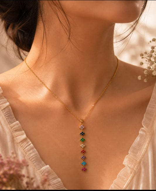 Rainbow Bloom Drop Necklace