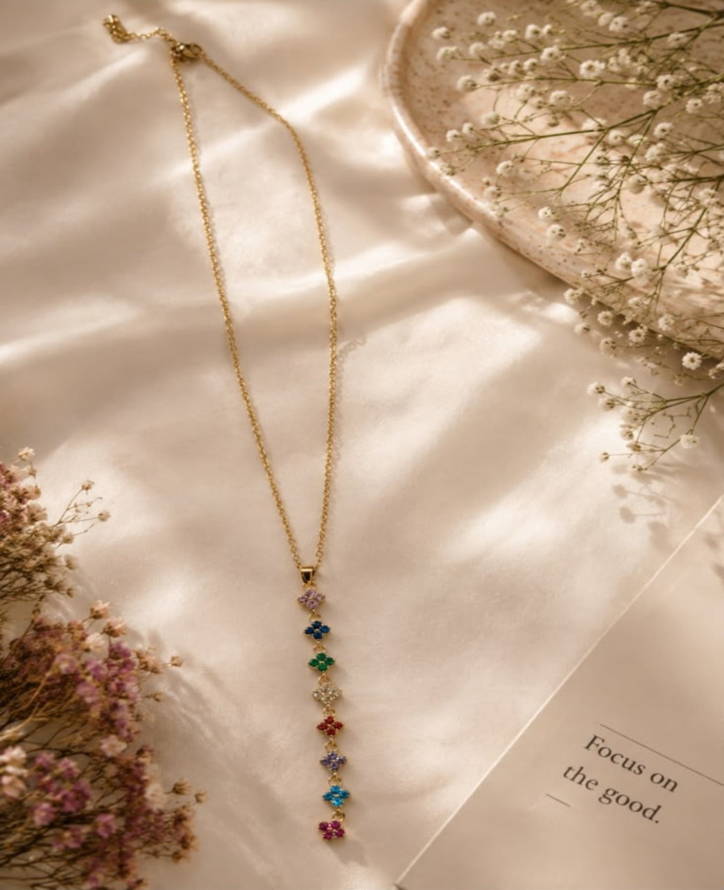 Rainbow Bloom Drop Necklace