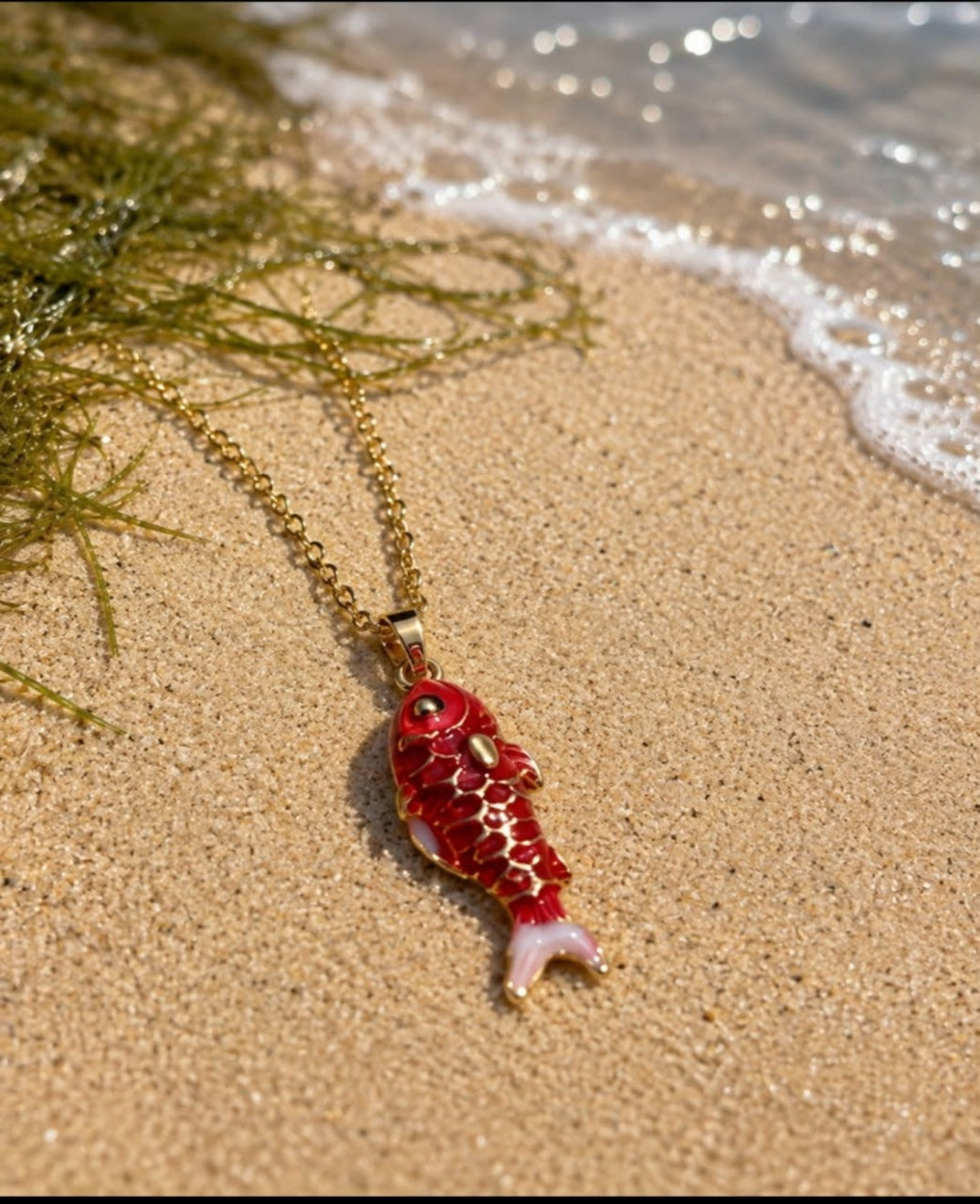 Crimson Koi Charm Necklace