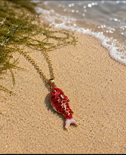 Crimson Koi Charm Necklace