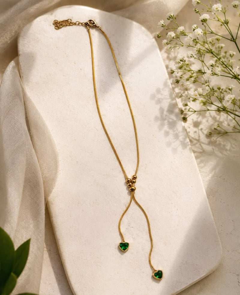 Emerald Heart Drop Necklace