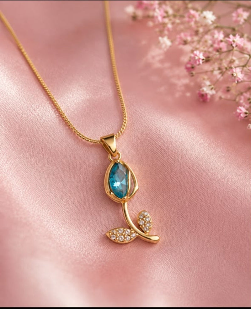 Azure Bloom Pendant Necklace
