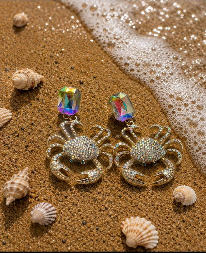 Crystal Coastal Crab Earrings
