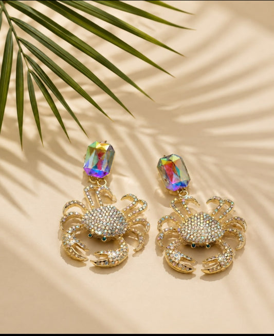 Crystal Coastal Crab Earrings