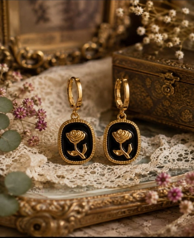 Midnight Rose Drop Earrings