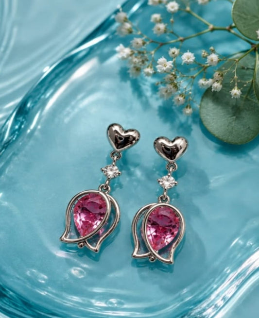 Blush Heart Teardrop Earrings