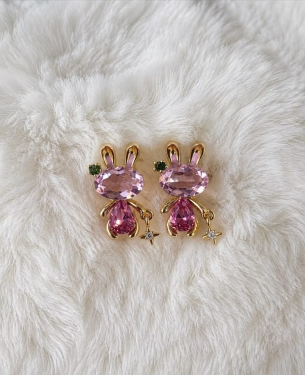 Pink Crystal Bunny Earrings
