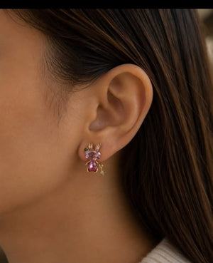 Pink Crystal Bunny Earrings