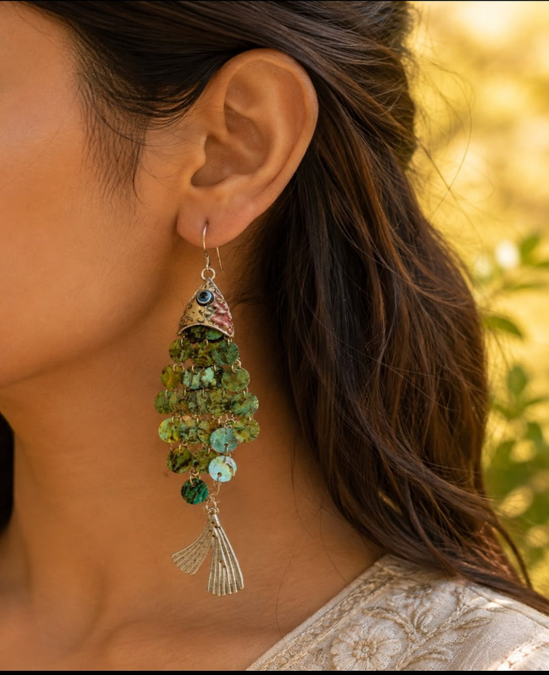 Ocean Whisper Fish Drop Earrings