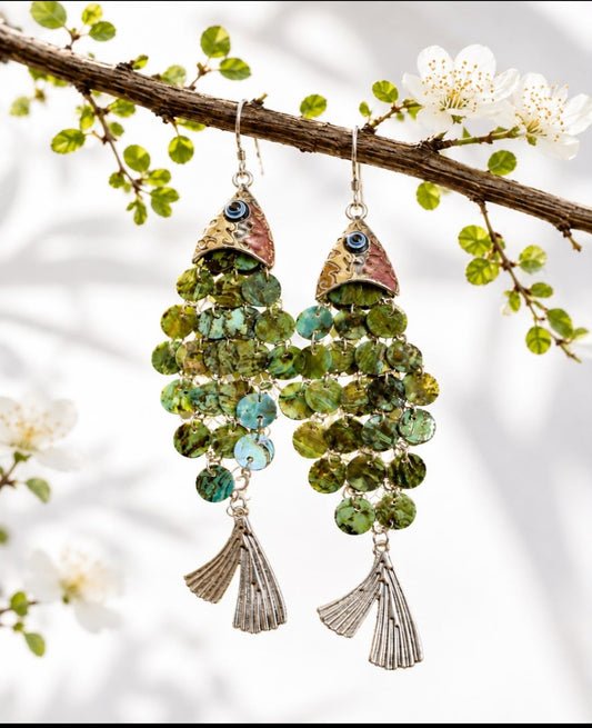 Ocean Whisper Fish Drop Earrings